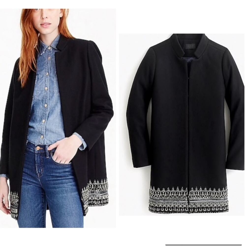 J Crew Collection Embellished Italian Wool Coat